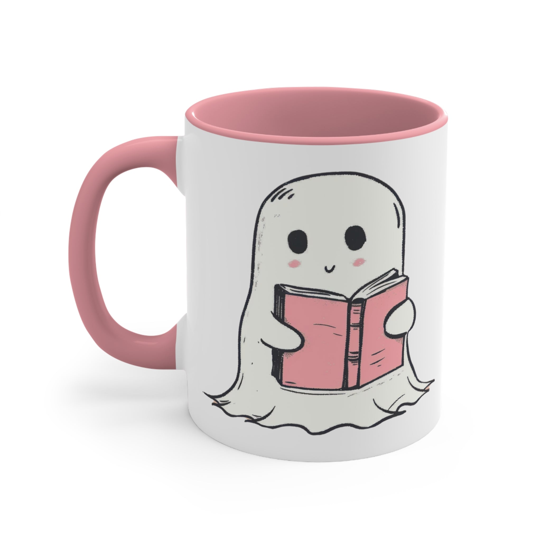 Pink Reading Ghost Mug