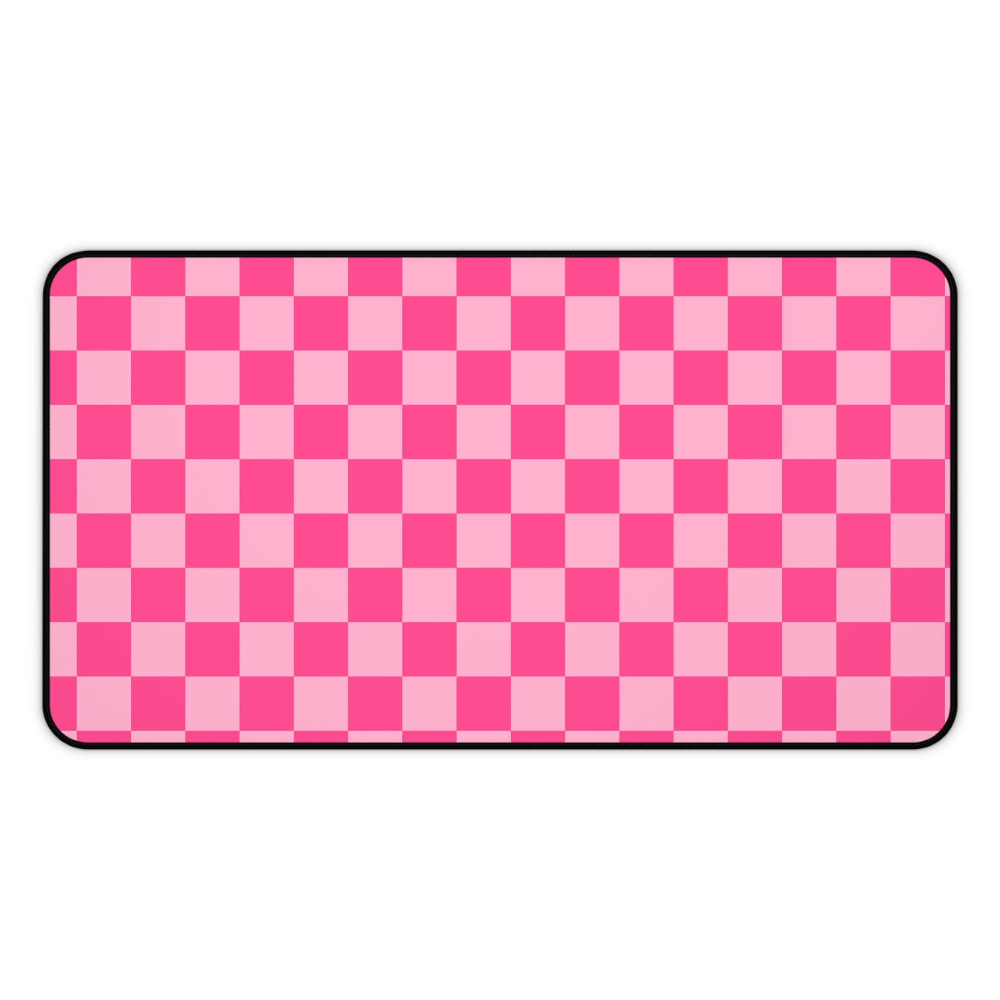 Pink Checkered Desk Mat, Aesthetic Desk Decor, Keyboard Rug