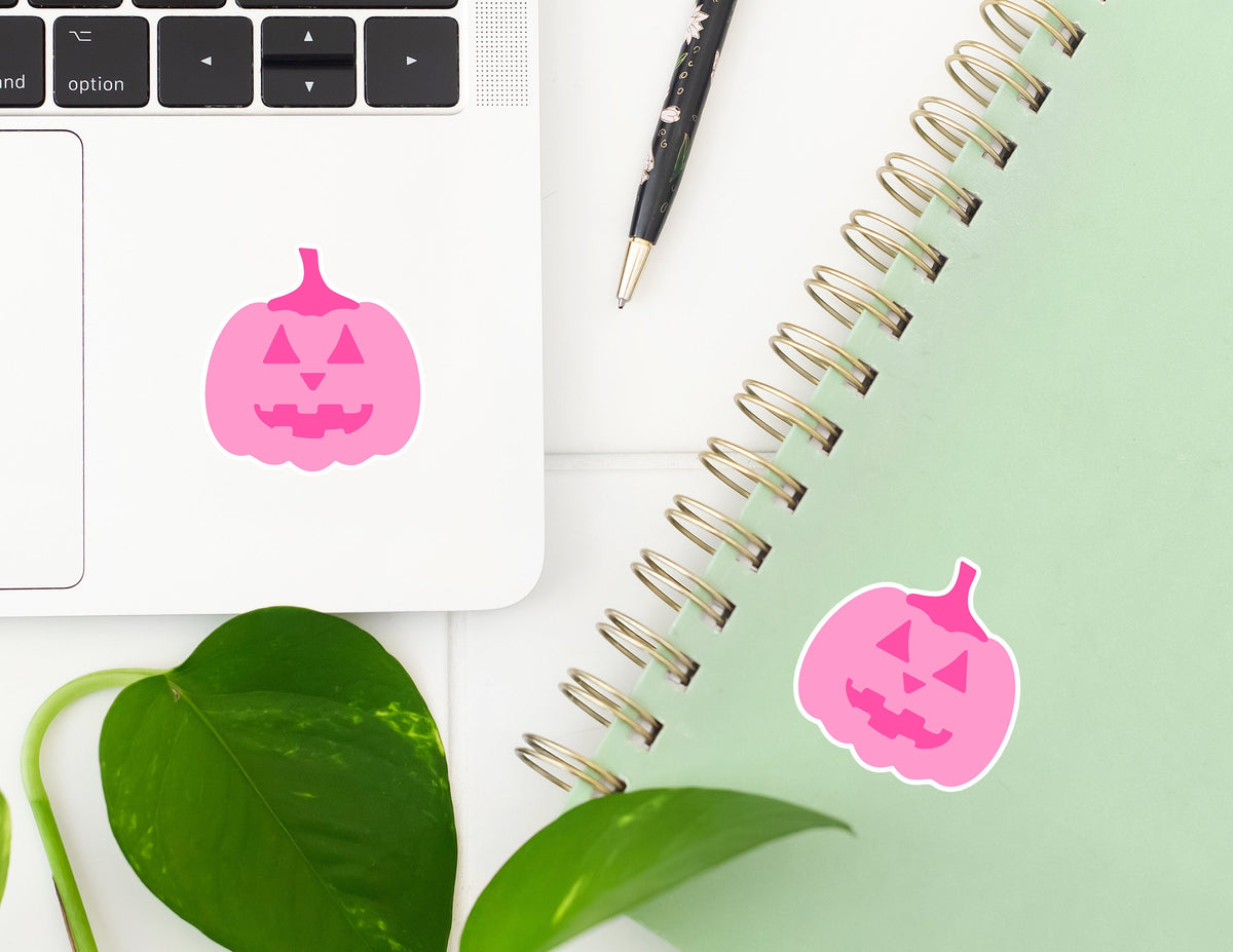 Pink Pumpkin Waterproof Sticker