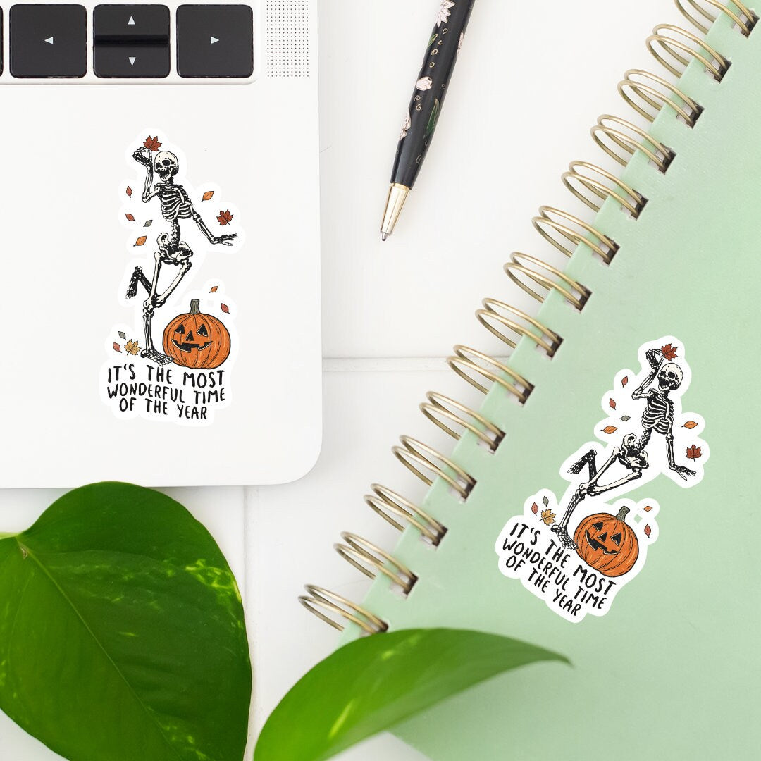 The Most Wonderful Time of the Year Skeleton Waterproof Sticker