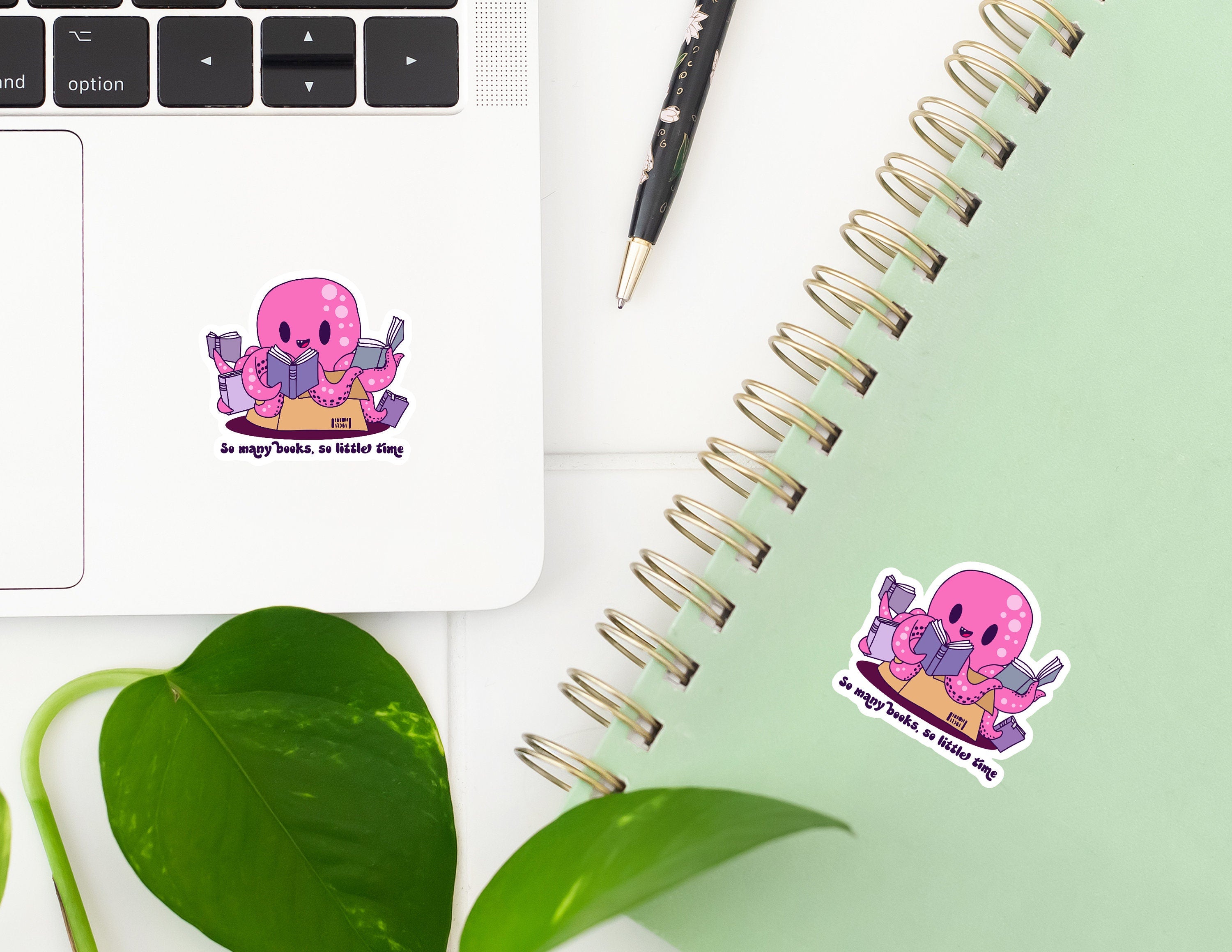 So Many Books Octopus Waterproof Sticker