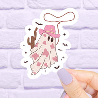 Pink Cowgirl Ghost Waterproof Sticker