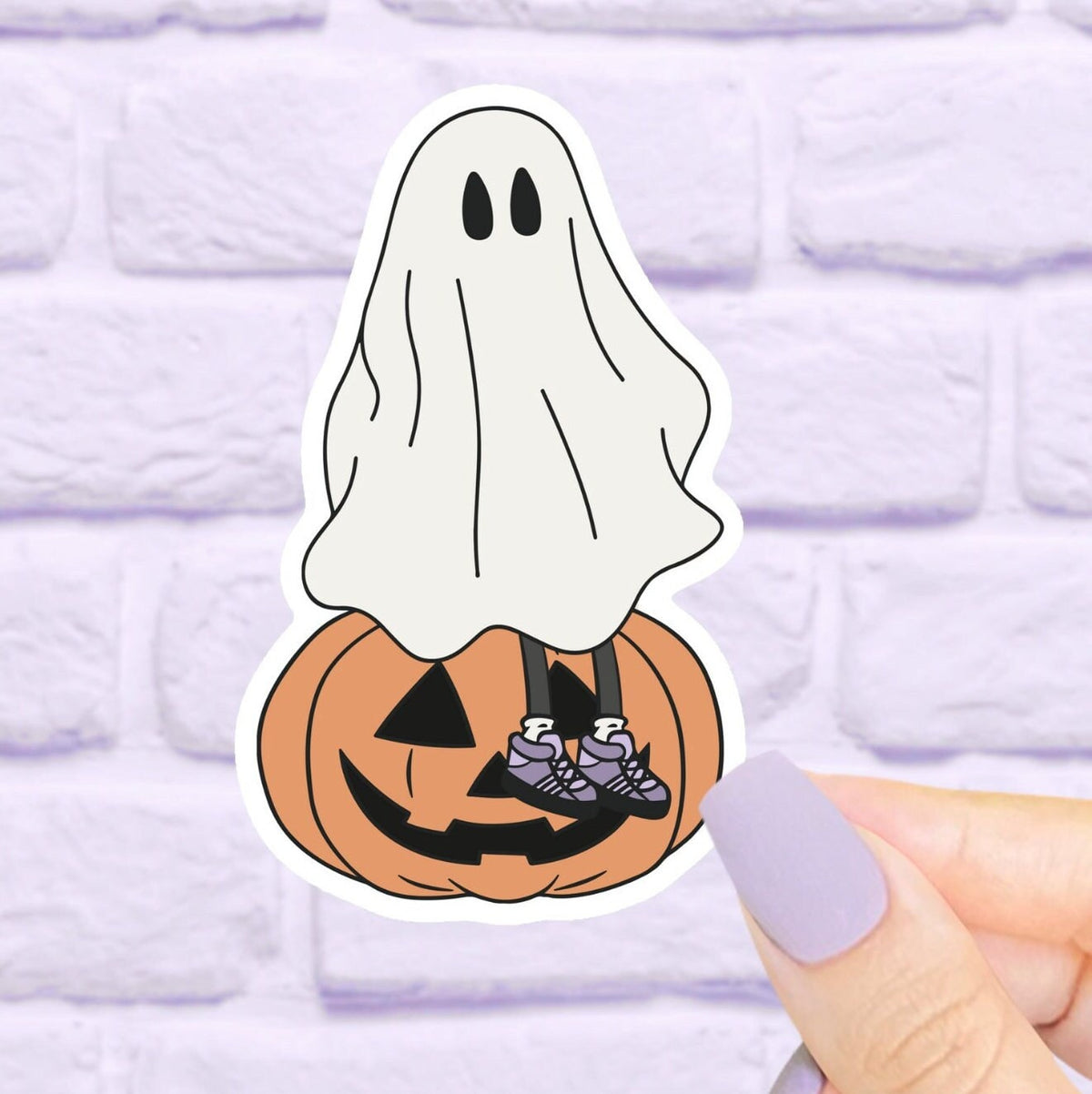 Ghost Sitting on a Pumpkin Waterproof Sticker