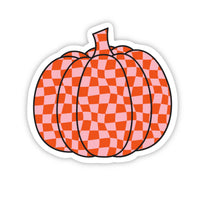 Pink and Red Checkered Pumpkin Waterproof Sticker