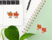 Pumpkin and Leaf Waterproof Sticker