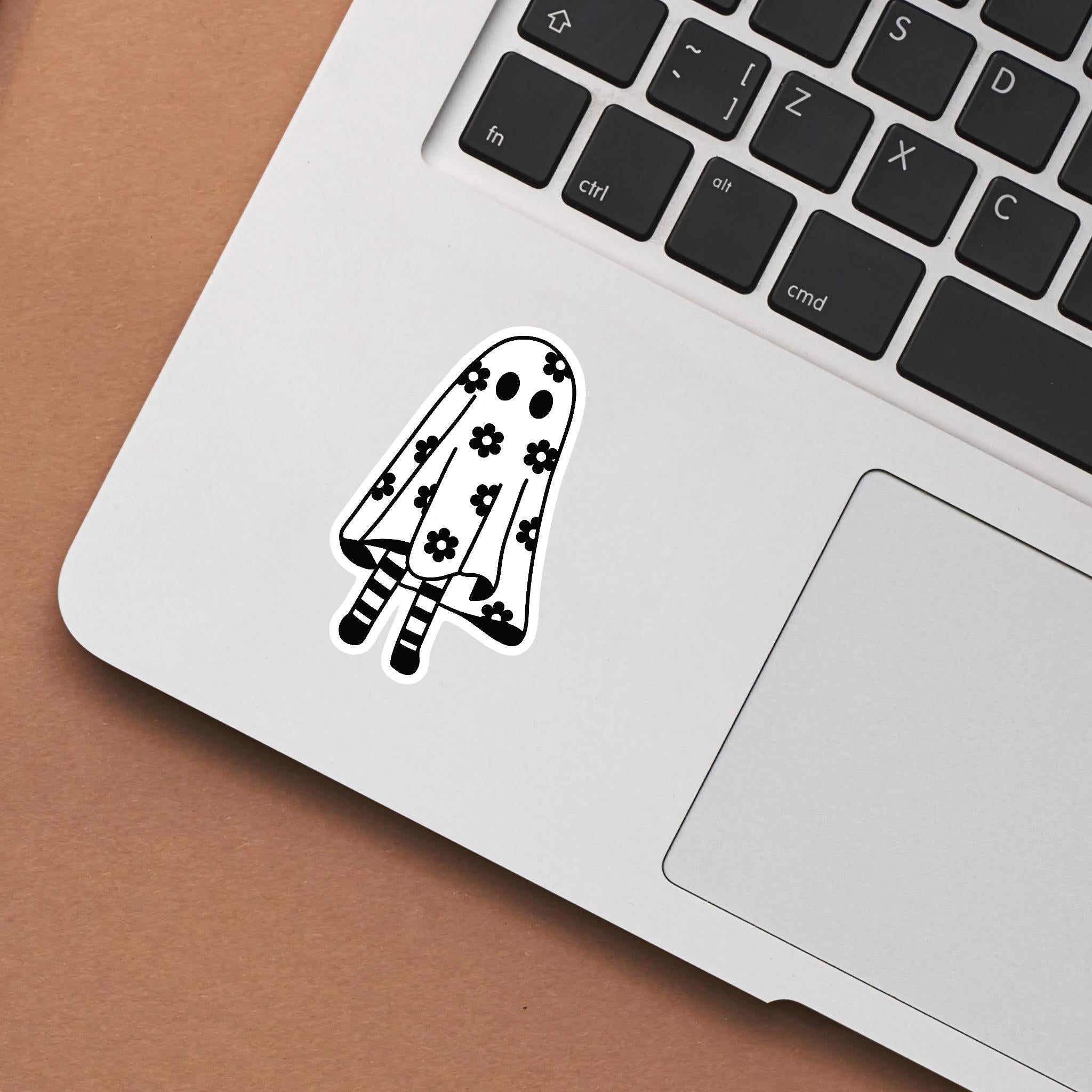 Black and White Floral Ghost Girl Waterproof Sticker