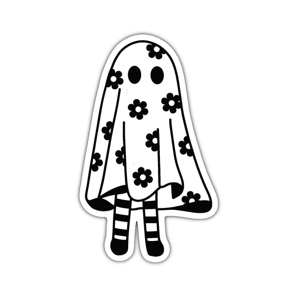 Black and White Floral Ghost Girl Waterproof Sticker