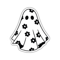 Black and White Floral Ghost Waterproof Sticker