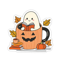 Reading Ghost in a Pumpkin Mug Fall Waterproof Sticker