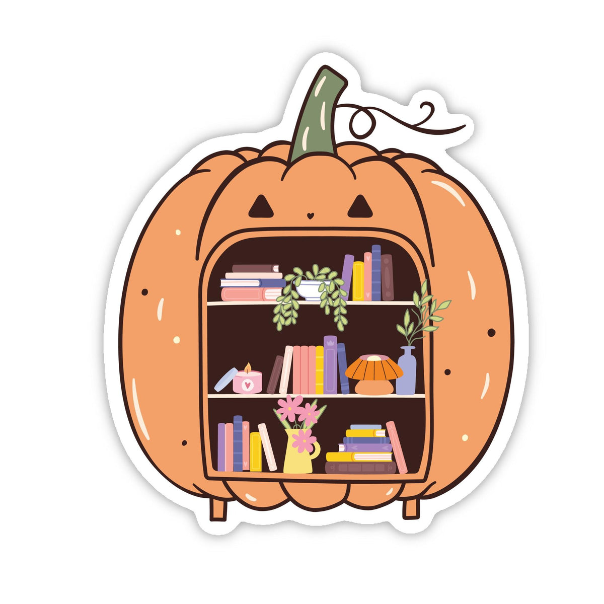 Pumpkin Bookshelf Waterproof Sticker