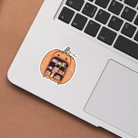 Pumpkin Bookshelf Waterproof Sticker