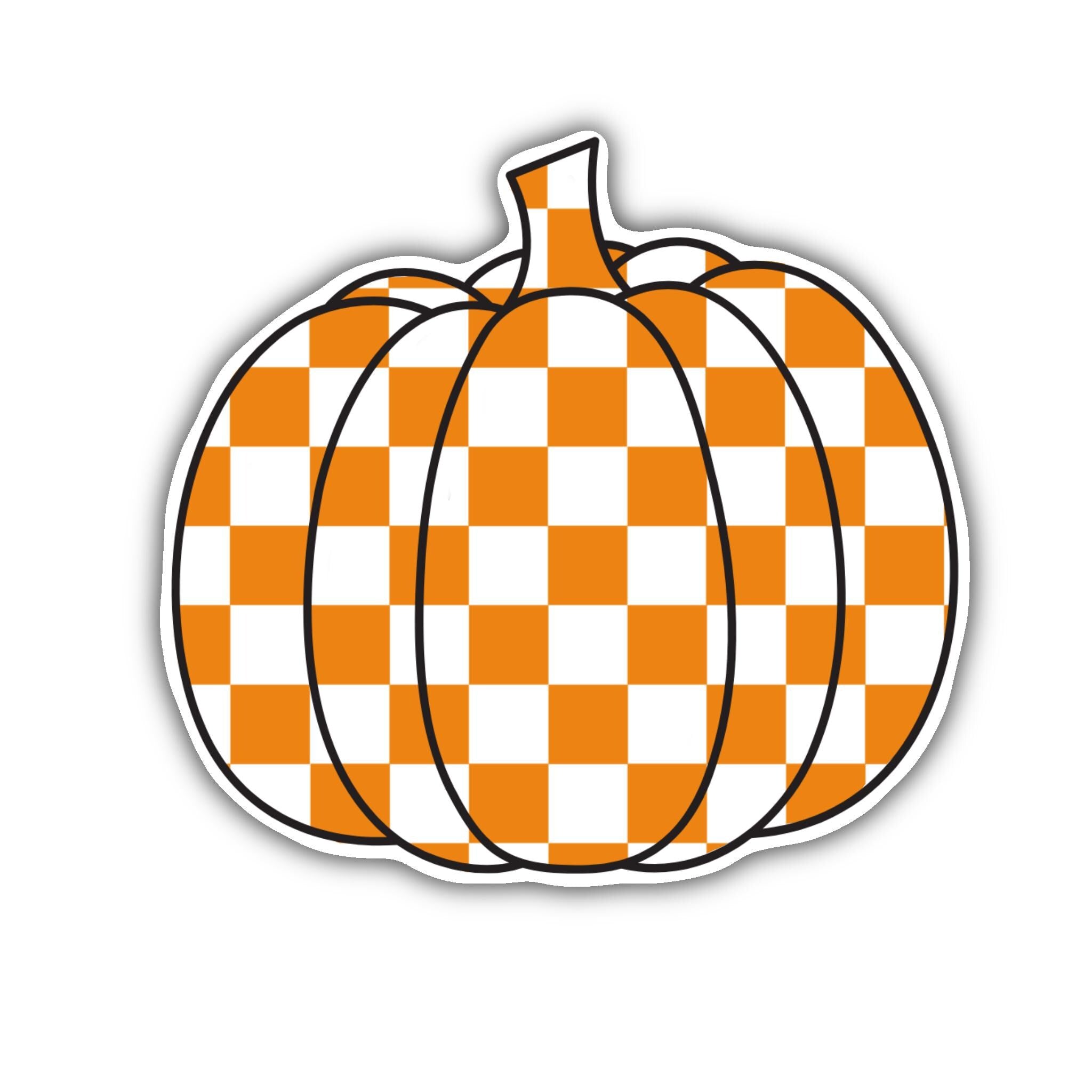 Orange and White Checkered Pumpkin Waterproof Sticker