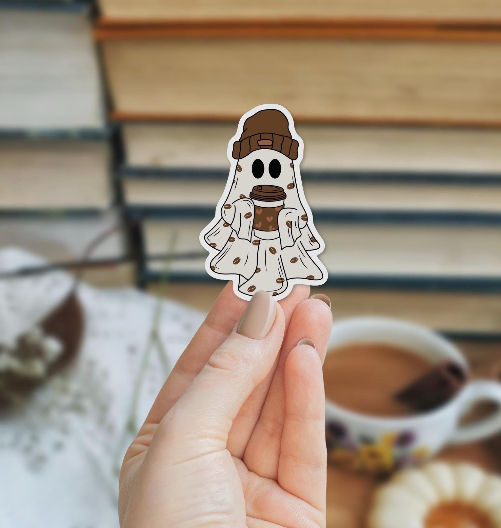 Coffee Ghost Waterproof Sticker