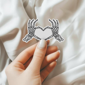 Skeleton Heart Hands Waterproof Sticker