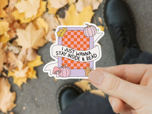 Stay Inside and and Read Fall Kindle Waterproof Sticker