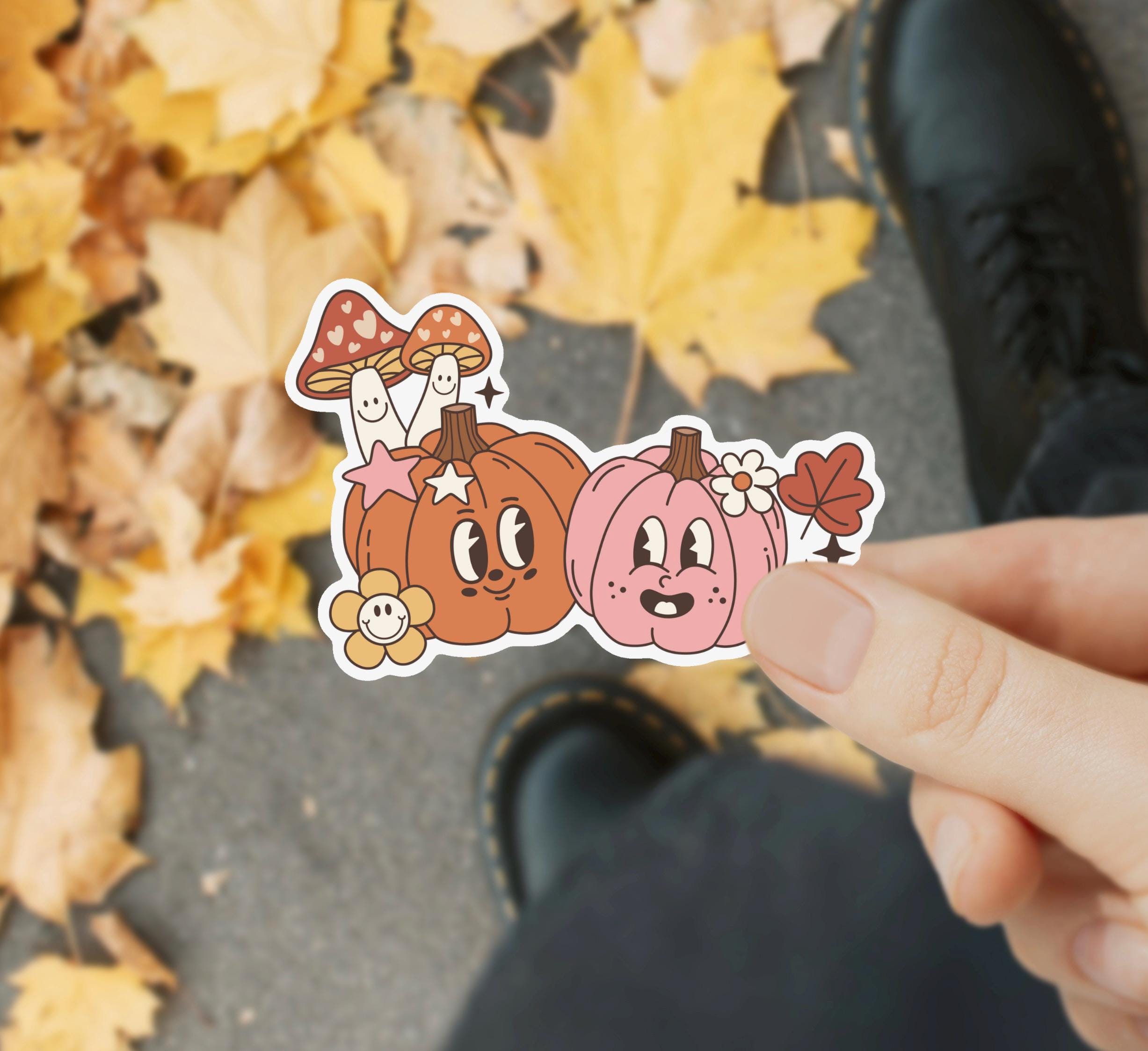 Fall Mushroom Pumpkins Waterproof Sticker