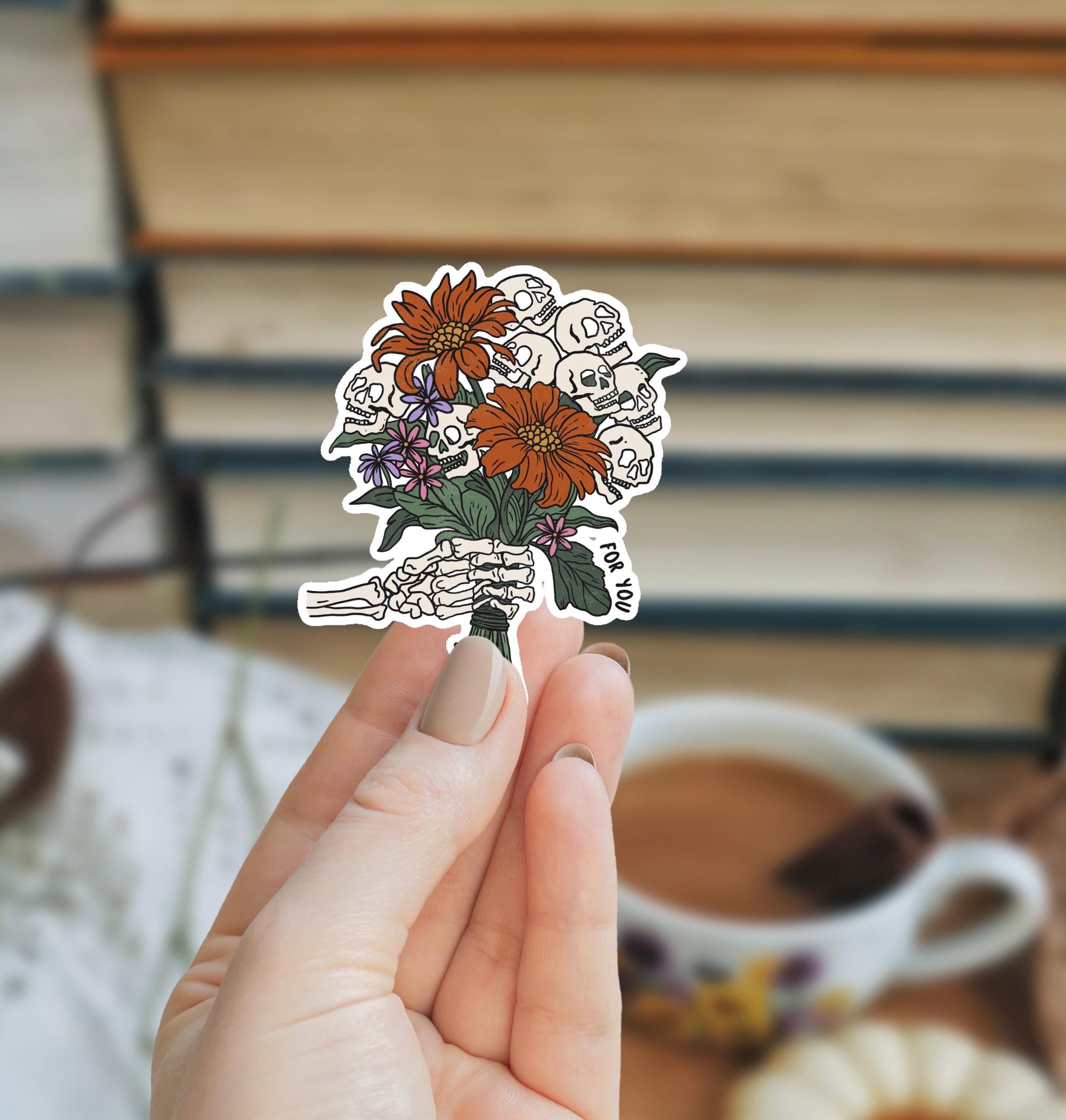 Skeleton Bouquet Waterproof Sticker