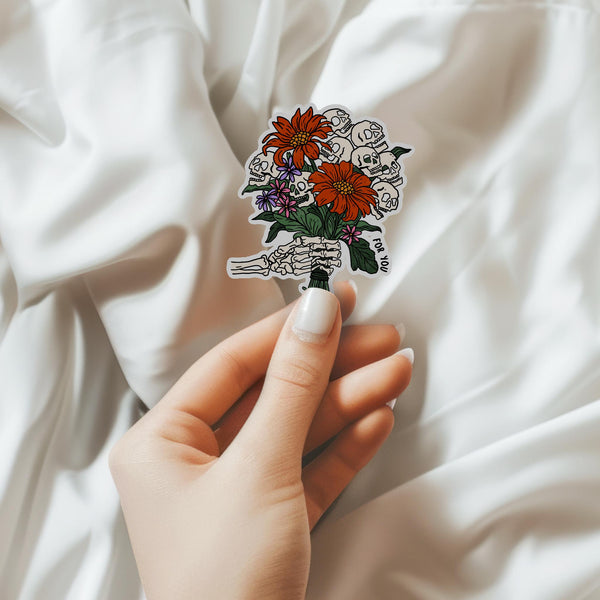 Skeleton Bouquet Waterproof Sticker