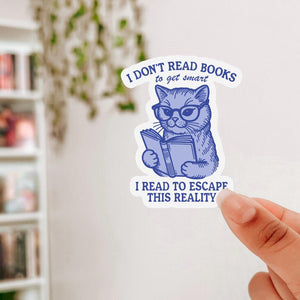 Read To Escape Reality Cat Waterproof Sticker