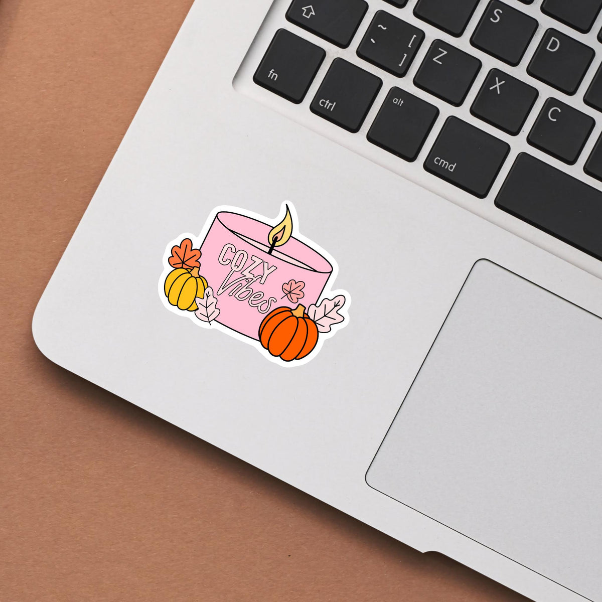 Cozy Vibes Fall Candle Waterproof Sticker