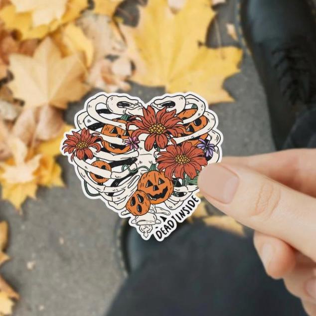 Dead Inside Skeleton Heart Waterproof Sticker