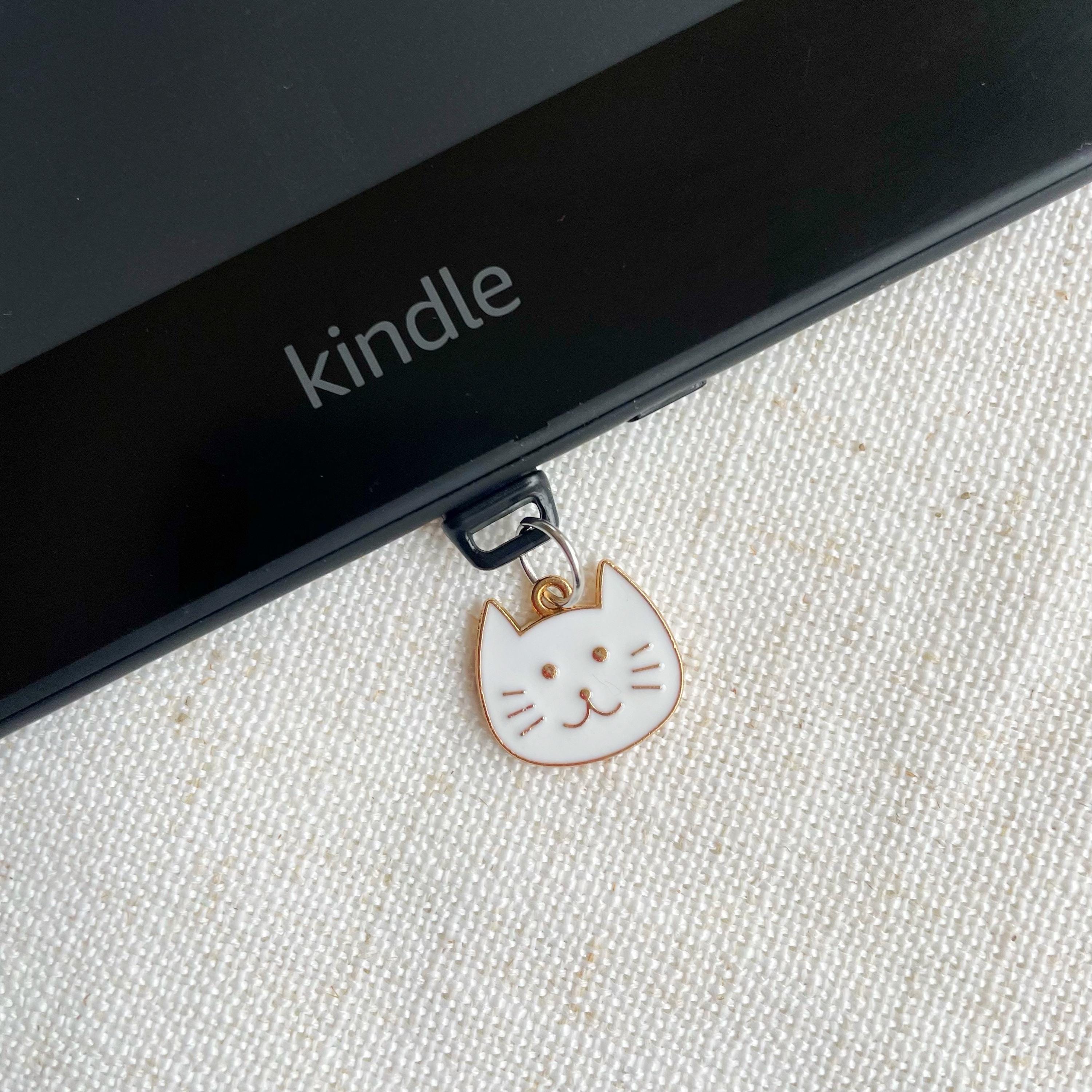 Enamel Cat Kindle Dust Plug Charm, Phone Charm, Bookish Merch, Bookish Gifts, Kindle Accessories, Phone Accessories