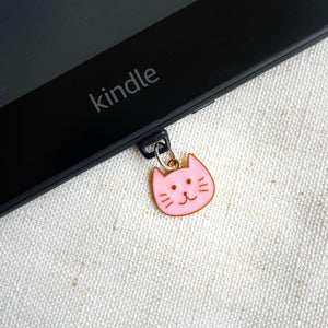 Enamel Cat Kindle Dust Plug Charm, Phone Charm, Bookish Merch, Bookish Gifts, Kindle Accessories, Phone Accessories