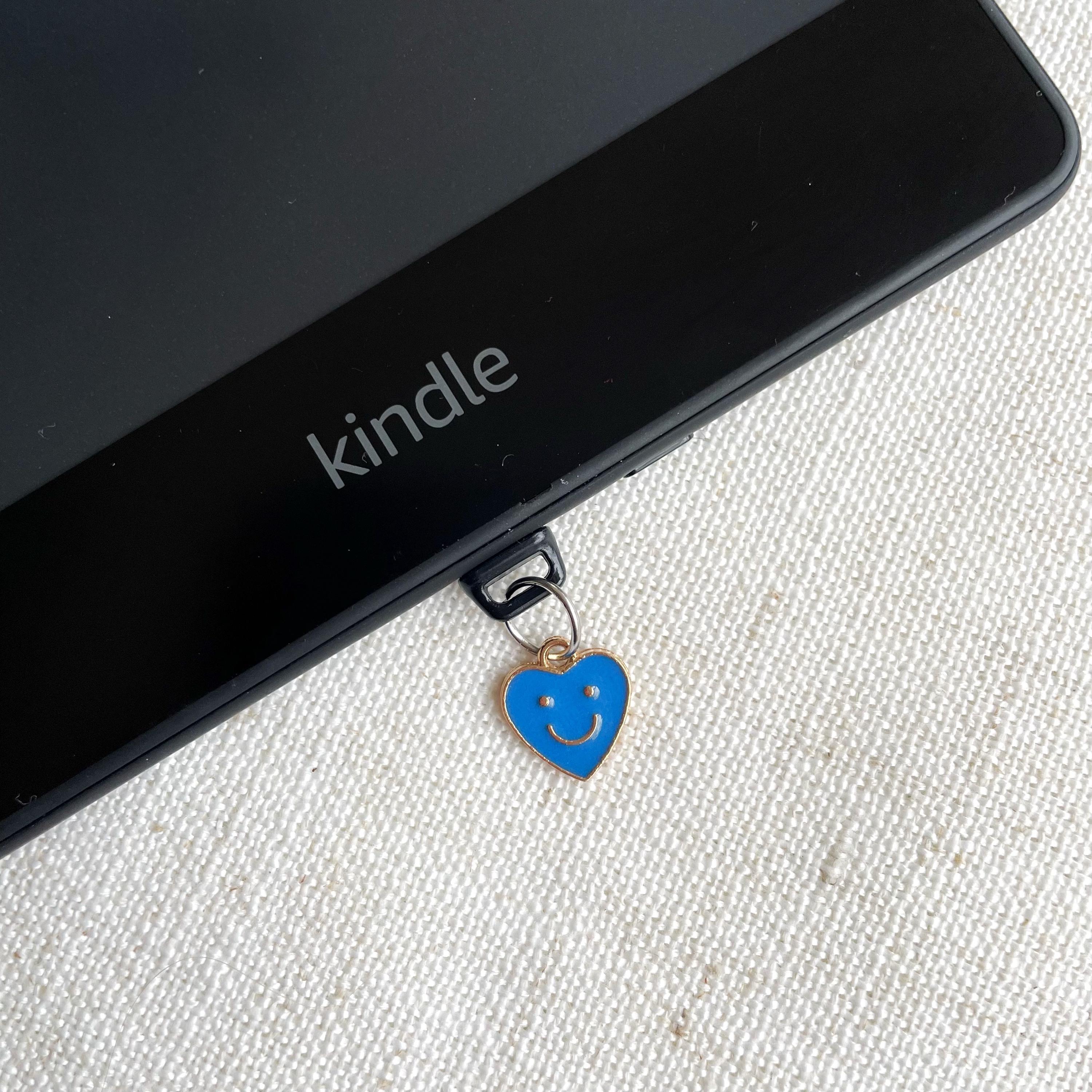 Enamel Smiley Hearr Kindle Dust Plug Charm, Phone Charm, Bookish Merch, Bookish Gifts, Kindle Accessories, Phone Accessories