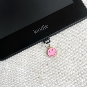 Enamel Smiley Kindle Dust Plug Charm, Phone Charm, Bookish Merch, Bookish Gifts, Kindle Accessories, Phone Accessories