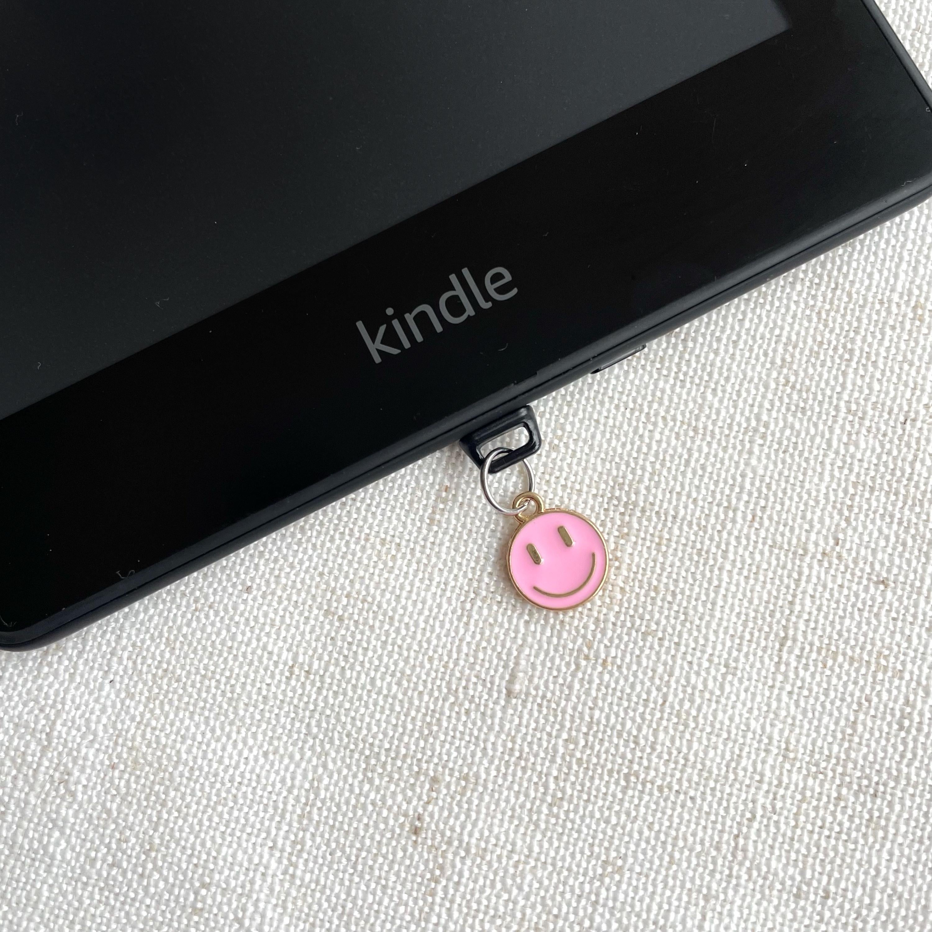 Enamel Smiley Kindle Dust Plug Charm, Phone Charm, Bookish Merch, Bookish Gifts, Kindle Accessories, Phone Accessories