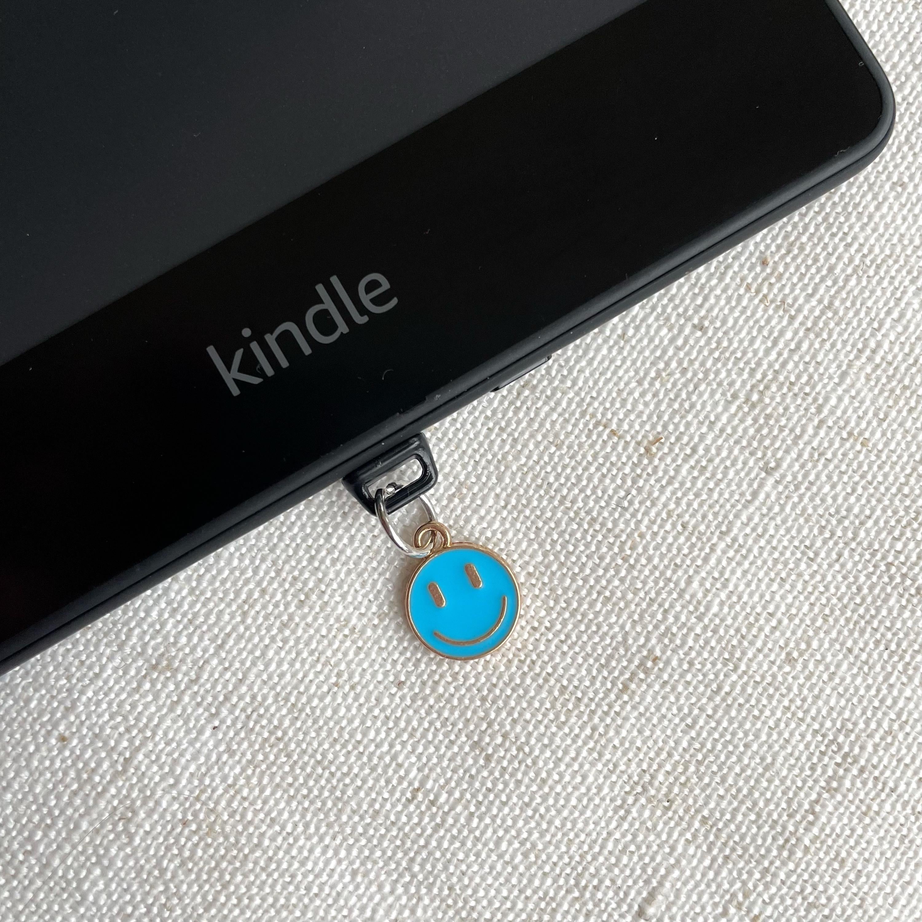 Enamel Smiley Kindle Dust Plug Charm, Phone Charm, Bookish Merch, Bookish Gifts, Kindle Accessories, Phone Accessories