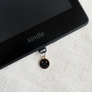 Enamel Smiley Kindle Dust Plug Charm, Phone Charm, Bookish Merch, Bookish Gifts, Kindle Accessories, Phone Accessories