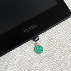 Enamel Smiley Kindle Dust Plug Charm, Phone Charm, Bookish Merch, Bookish Gifts, Kindle Accessories, Phone Accessories