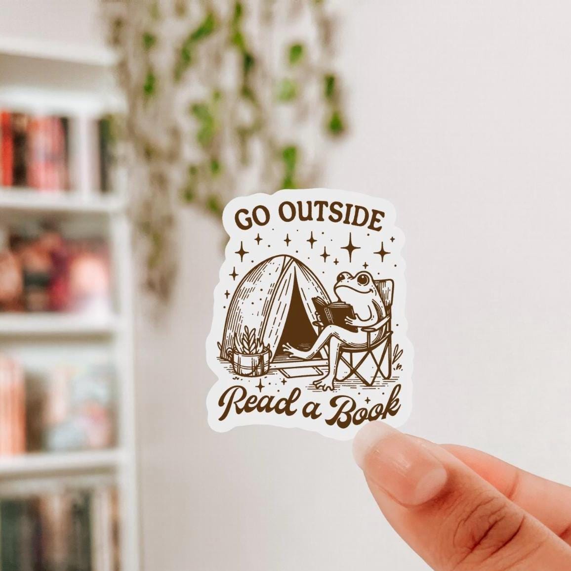 Go Outside and Read A Book Waterproof Sticker