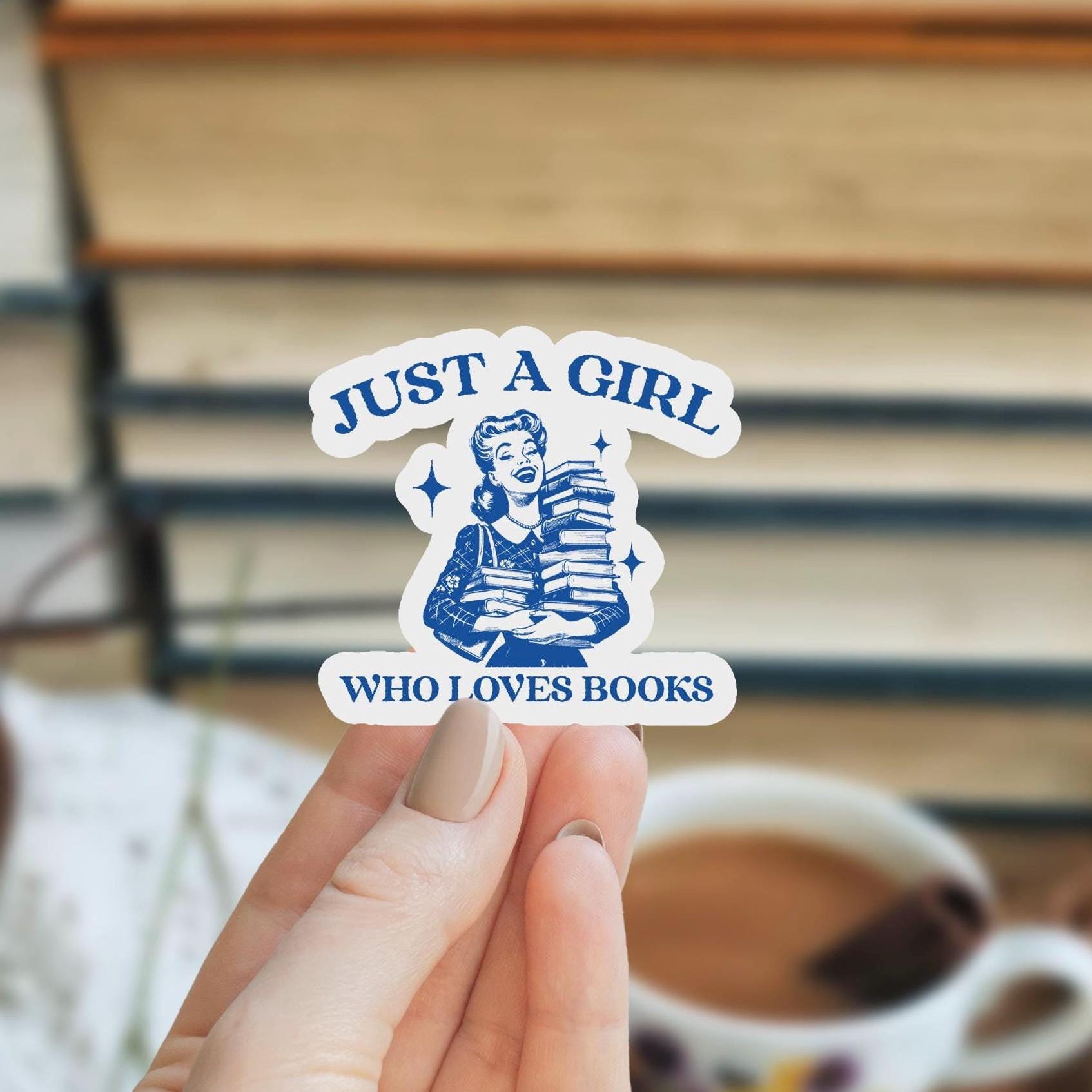 Girl Who Likes Books Waterproof Sticker