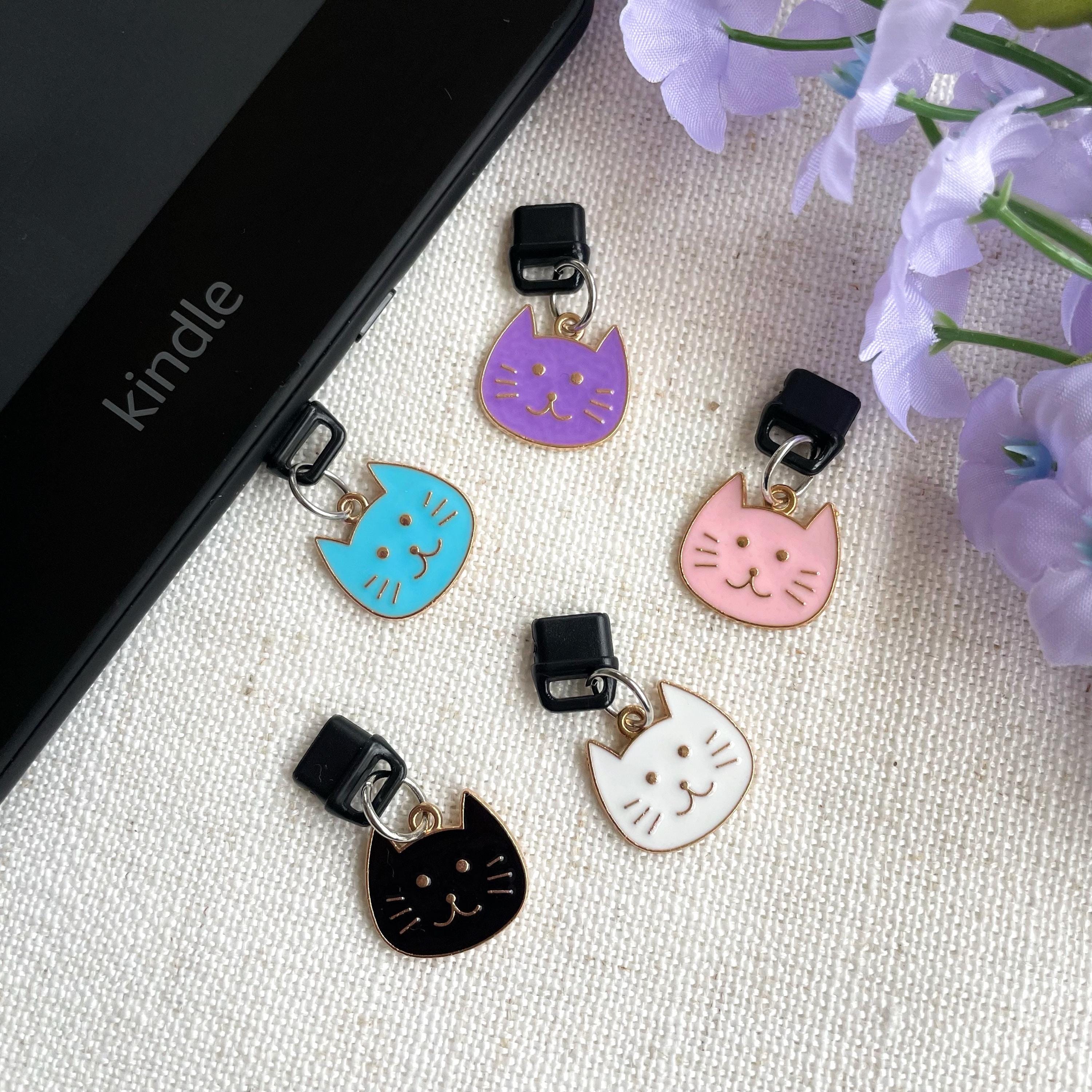 Enamel Cat Kindle Dust Plug Charm, Phone Charm, Bookish Merch, Bookish Gifts, Kindle Accessories, Phone Accessories