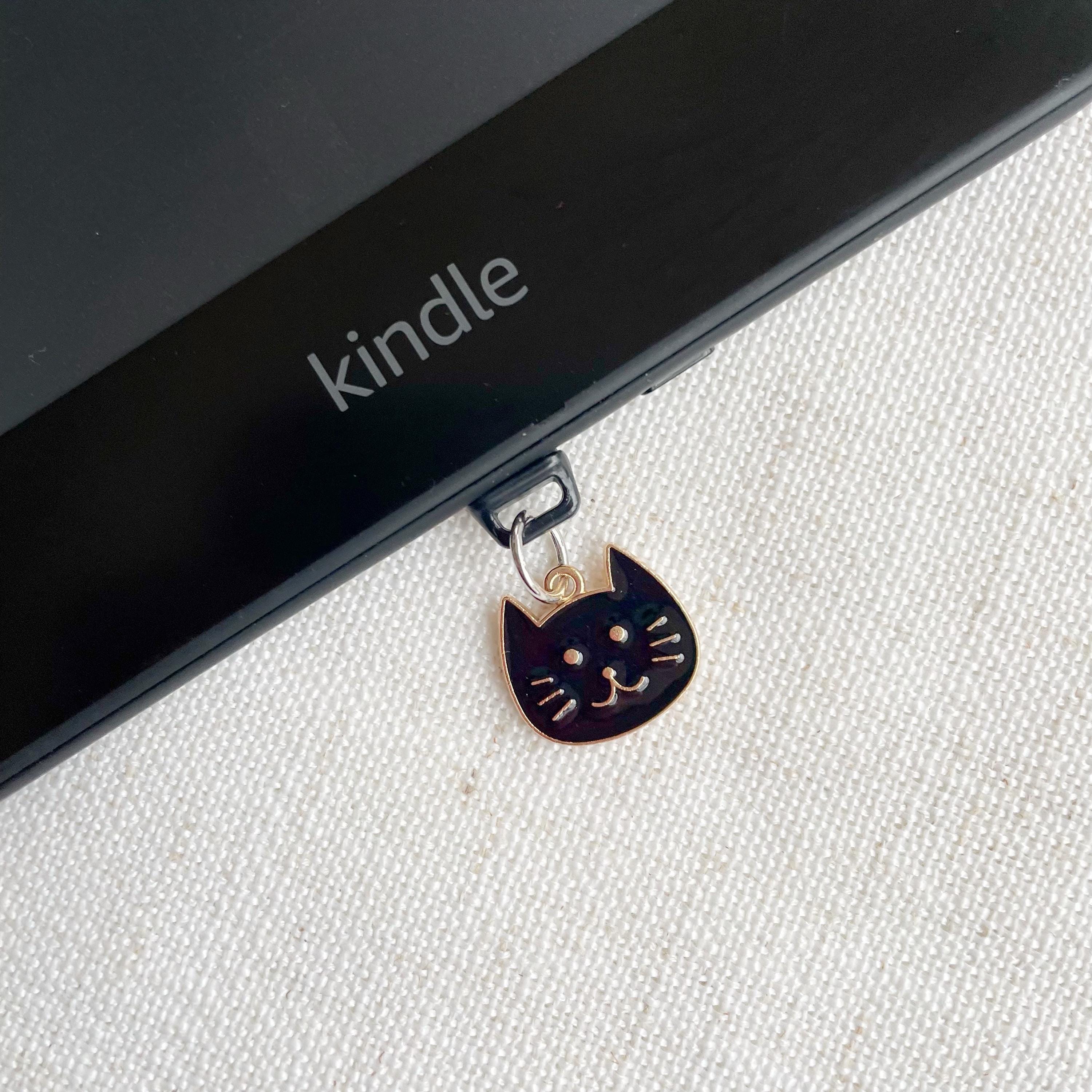 Enamel Cat Kindle Dust Plug Charm, Phone Charm, Bookish Merch, Bookish Gifts, Kindle Accessories, Phone Accessories