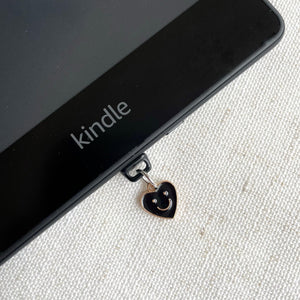 Enamel Smiley Hearr Kindle Dust Plug Charm, Phone Charm, Bookish Merch, Bookish Gifts, Kindle Accessories, Phone Accessories