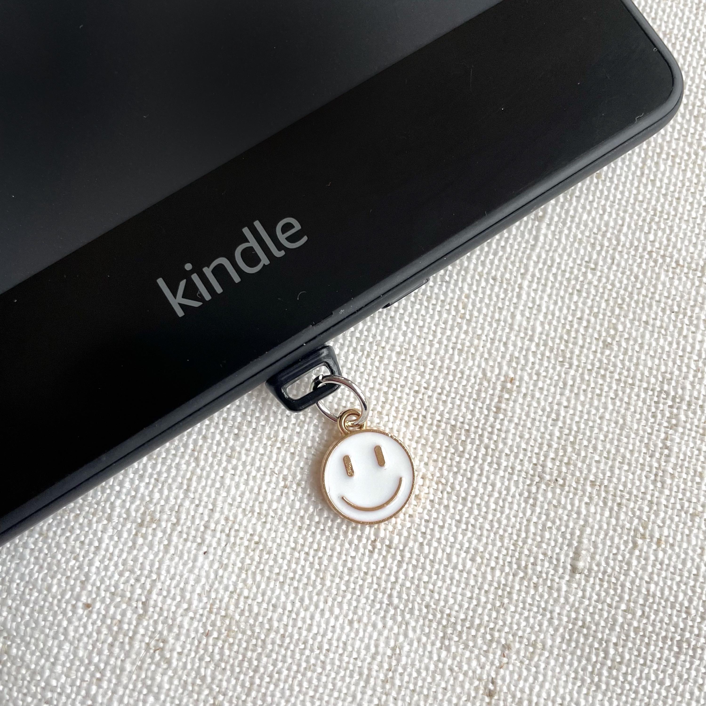 Enamel Smiley Kindle Dust Plug Charm, Phone Charm, Bookish Merch, Bookish Gifts, Kindle Accessories, Phone Accessories