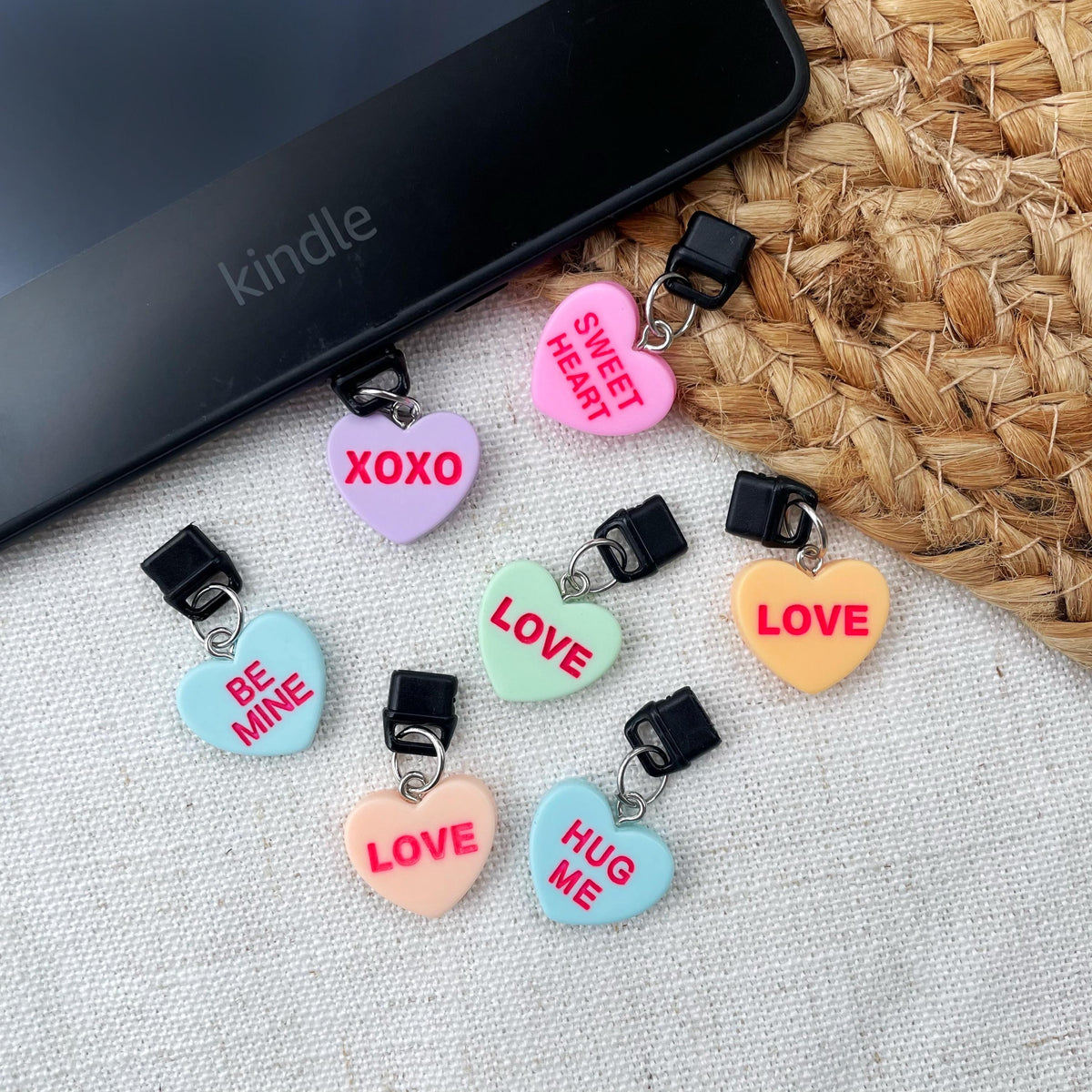 Candy Hearr Kindle Dust Plug Charm, Phone Charm, Bookish Merch, Bookish Gifts, Kindle Accessories, Phone Accessories