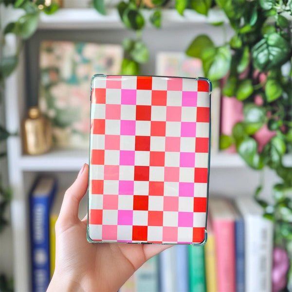 Pink Checkered Kindle Insert, Kindle Accessories, Bookish, Book Lover Gift