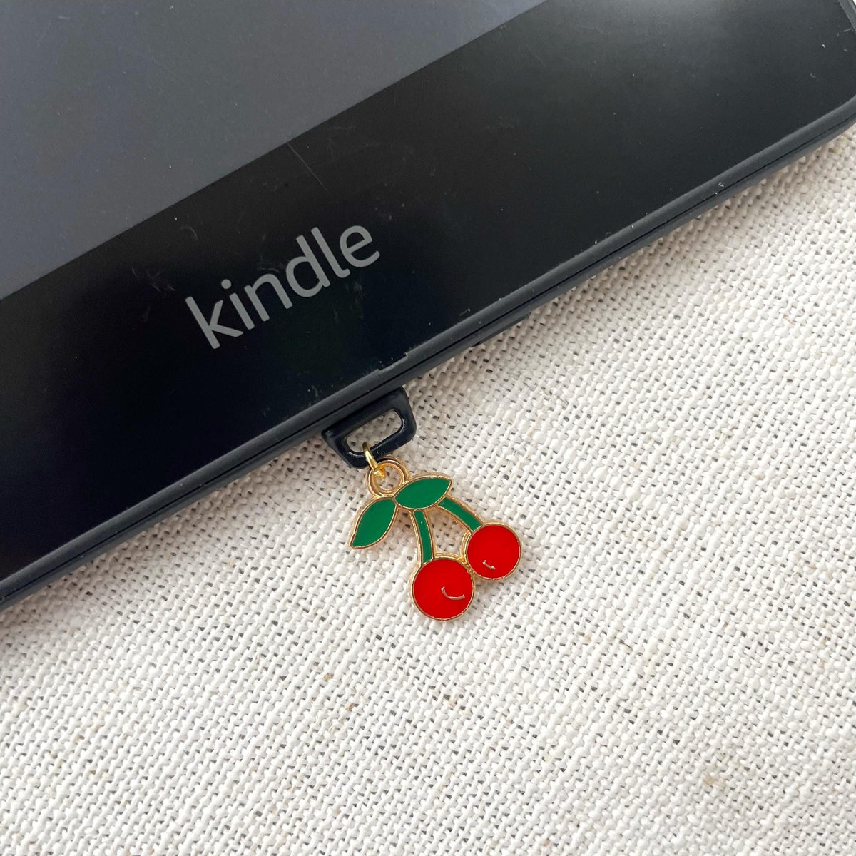 Cherry Kindle Dust Plug Charm, Phone Charm, Bookish Merch, Bookish Gifts, Kindle Accessories, Phone Accessories