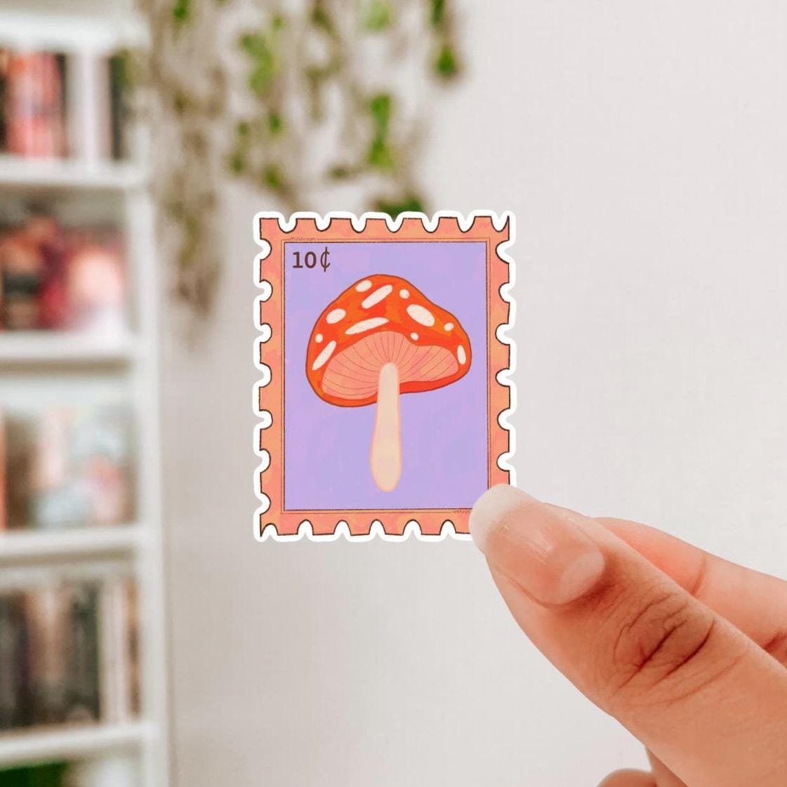 Mushroom Stamp Sticker, Laptop Decals, Aesthetic Stickers, Water Bottle Stickers