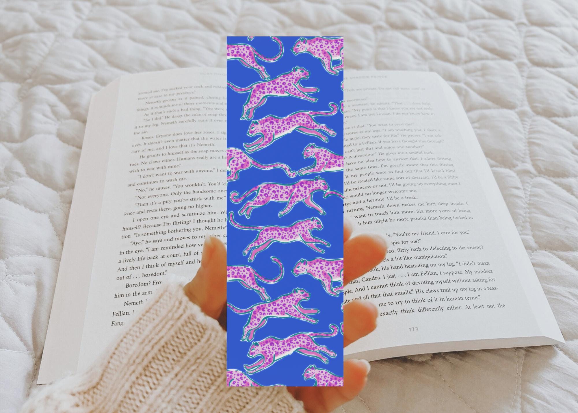Blue Leopard Bookmark, Bookish Merch, Book Lover Gift, Gifts for Readers