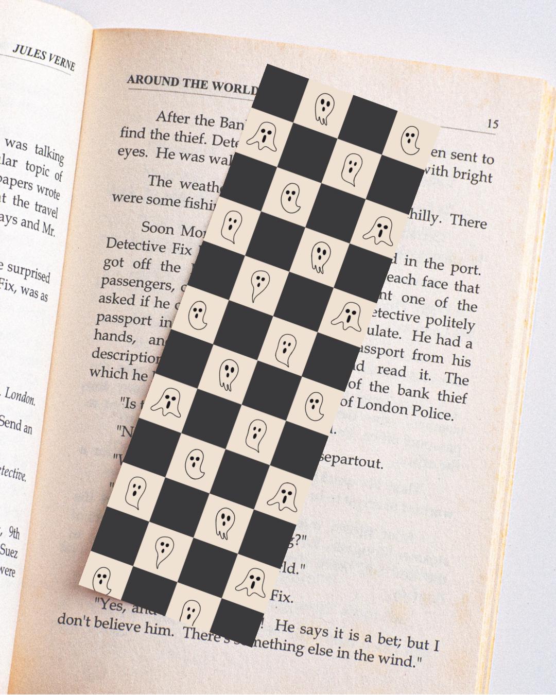 Checkered Ghost Bookmark, Bookish Merch, Book Lover Gift, Gifts for Readers