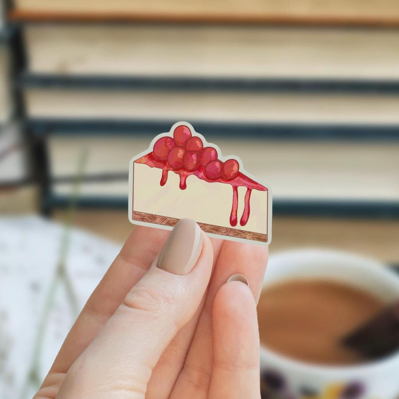 Cherry Cheesecake Sticker, Laptop Decals, Aesthetic Stickers, Water Bottle Stickers