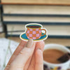 Checkered Mug Sticker, Laptop Decals, Aesthetic Stickers, Water Bottle Stickers