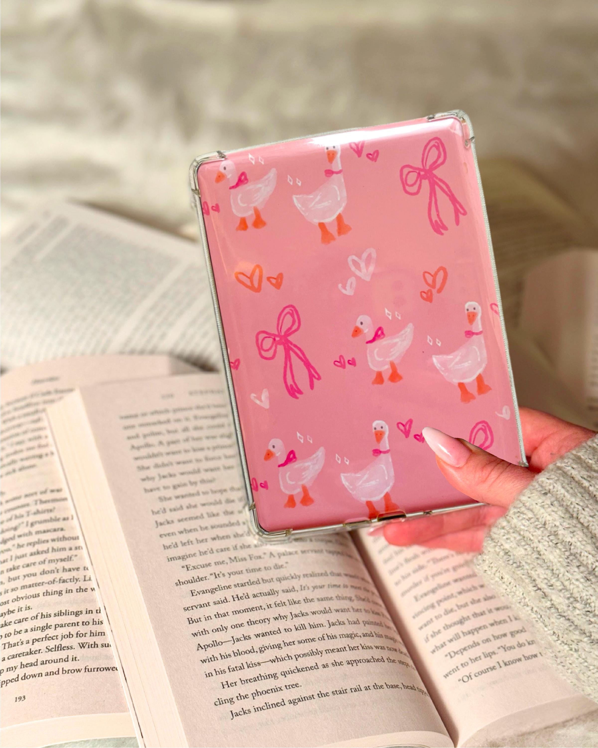 Pink Goose Kindle Insert, Kindle Accessories, Bookish, Book Lover Gift
