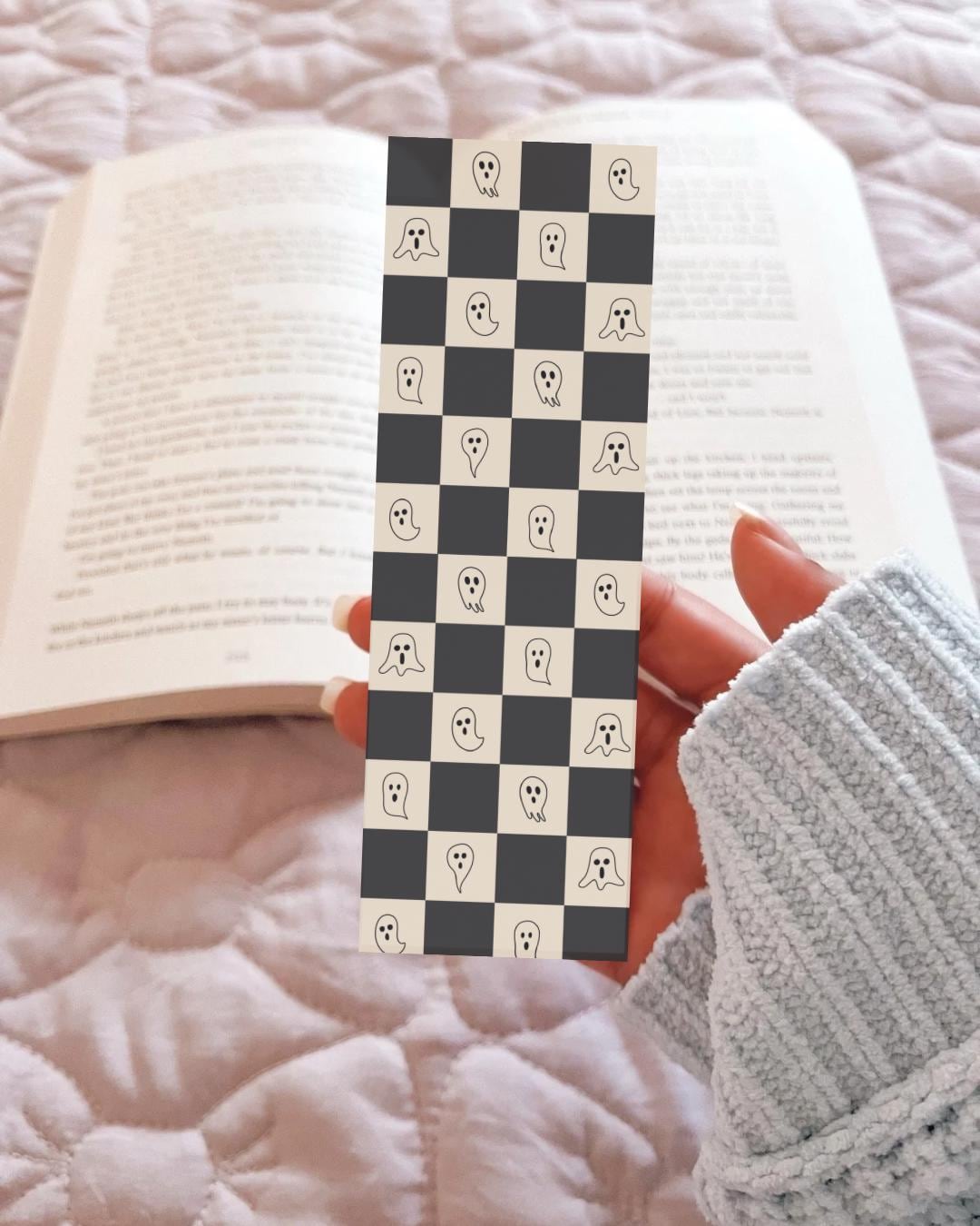 Checkered Ghost Bookmark, Bookish Merch, Book Lover Gift, Gifts for Readers