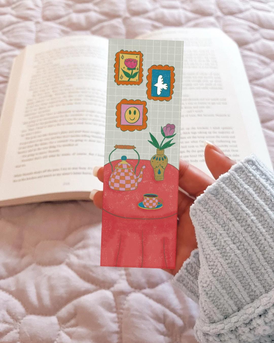 Tea Party Bookmark, Bookish Merch, Book Lover Gift, Gifts for Readers